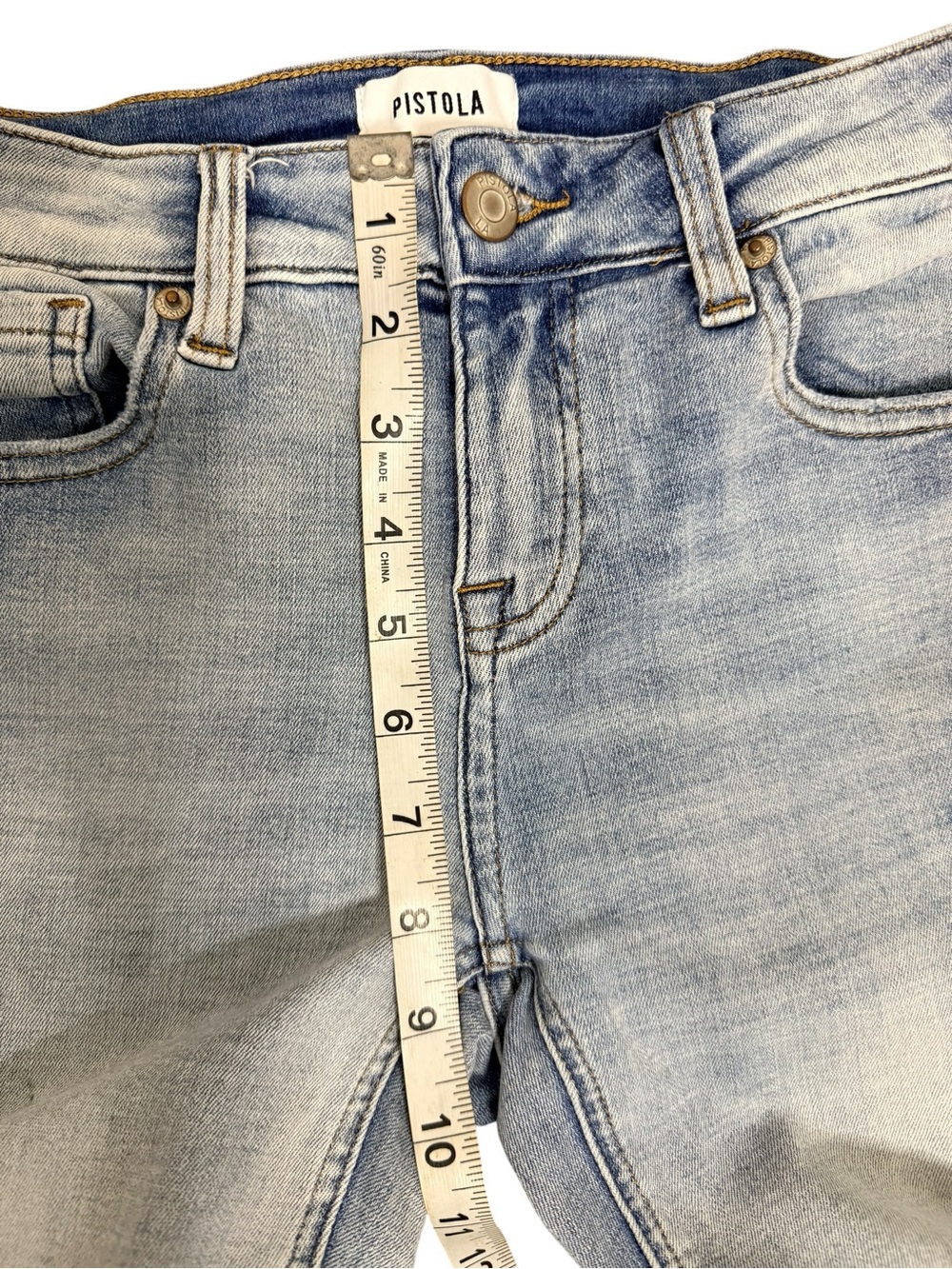 Pistola Light Wash Skinny Jeans Size 25 Raw Hem Stretch Mid Rise - Picture 10 of 10